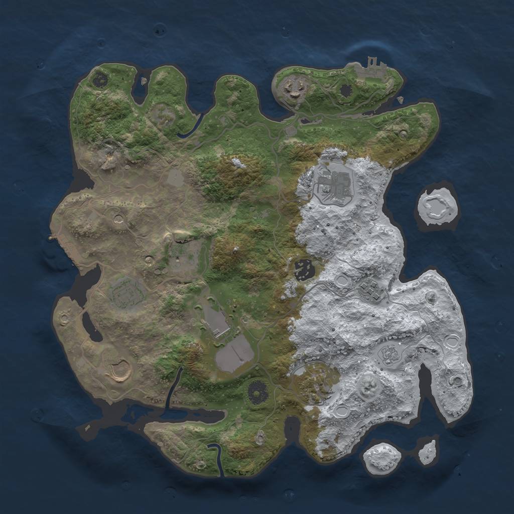 Rust Map: Procedural Map, Size: 3500, Seed: 71460, 18 Monuments