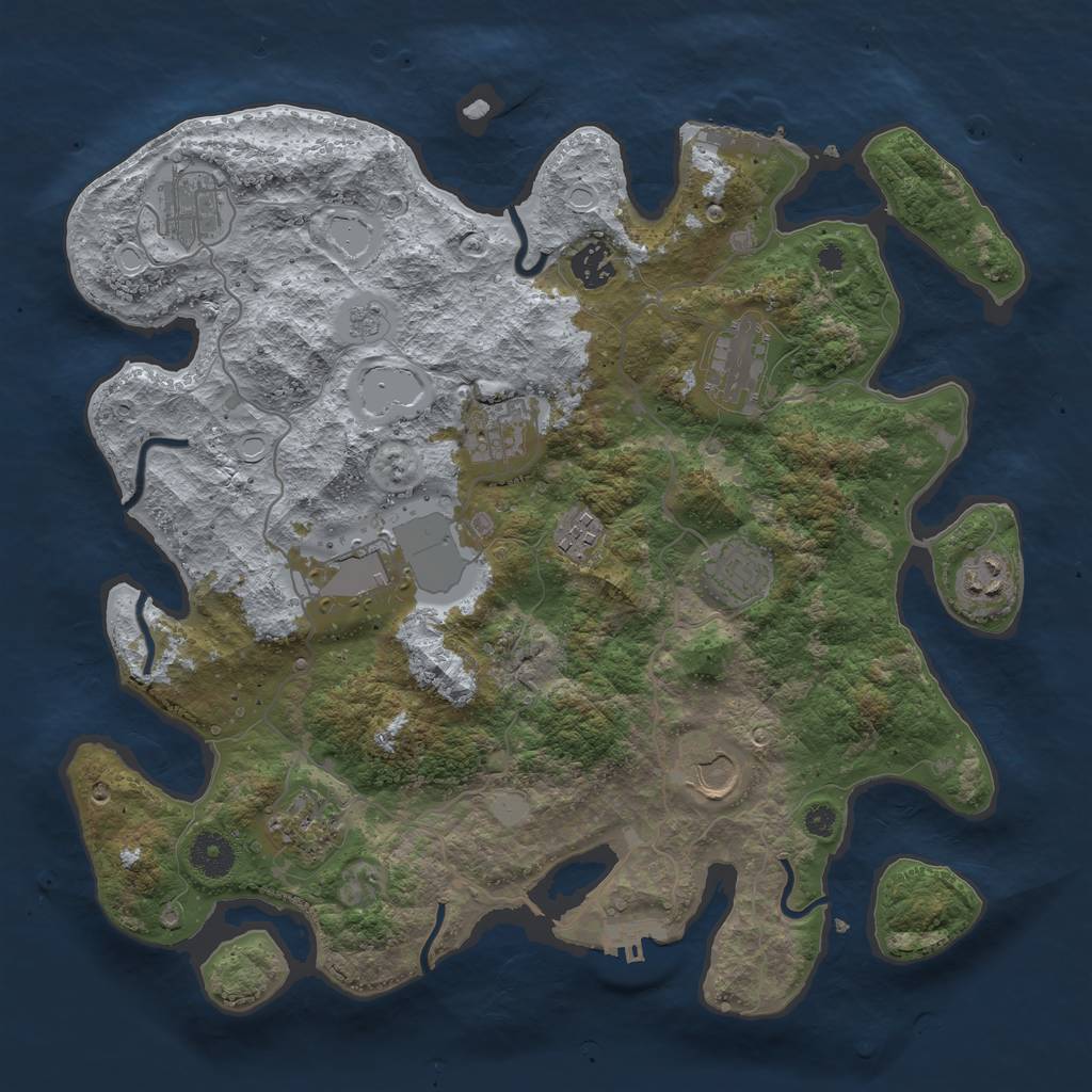 Rust Map: Procedural Map, Size: 3700, Seed: 199511625, 18 Monuments