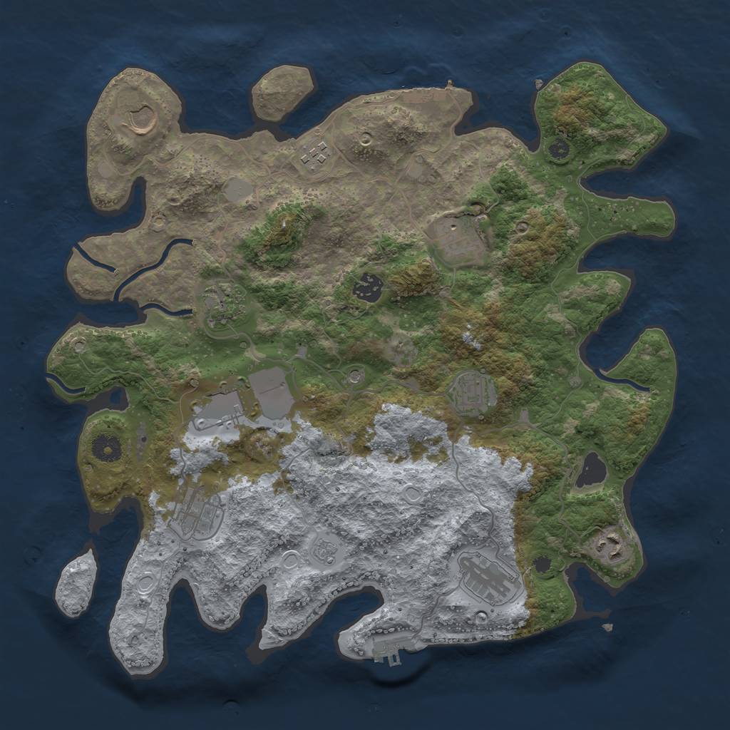 Rust Map: Procedural Map, Size: 3750, Seed: 1328220524, 17 Monuments