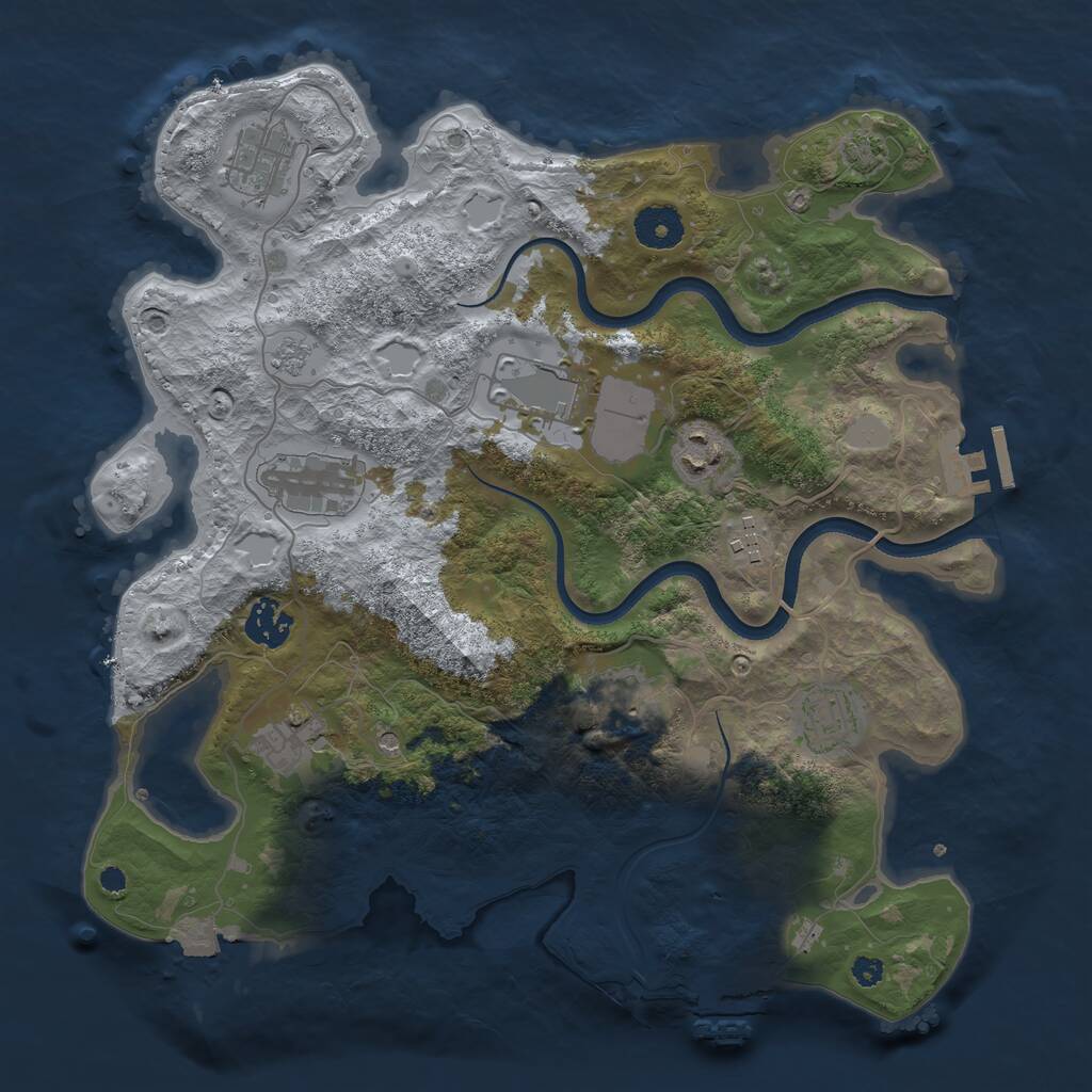 Rust Map: Procedural Map, Size: 3500, Seed: 1760080541, 15 Monuments