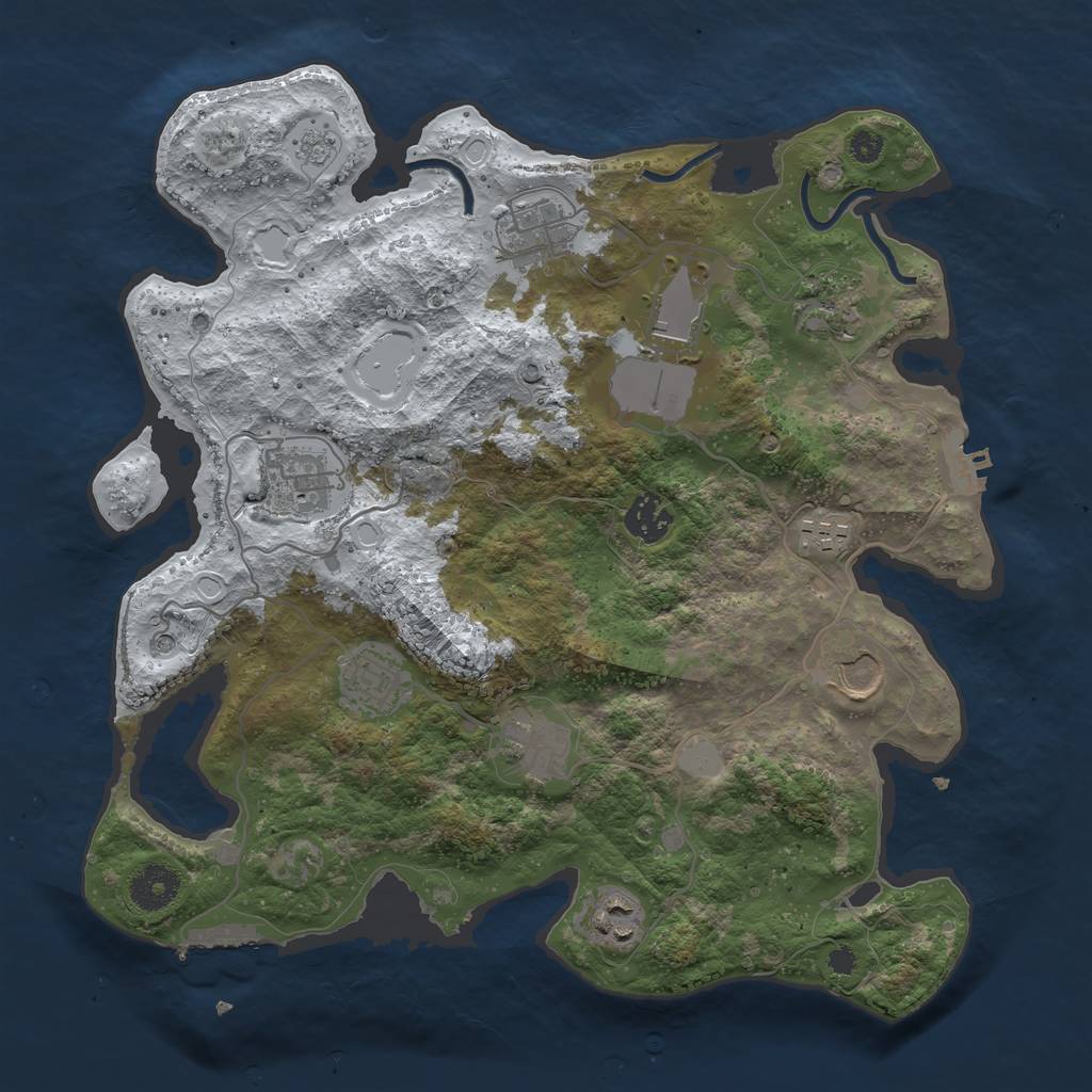 Rust Map: Procedural Map, Size: 3500, Seed: 1760080541, 19 Monuments