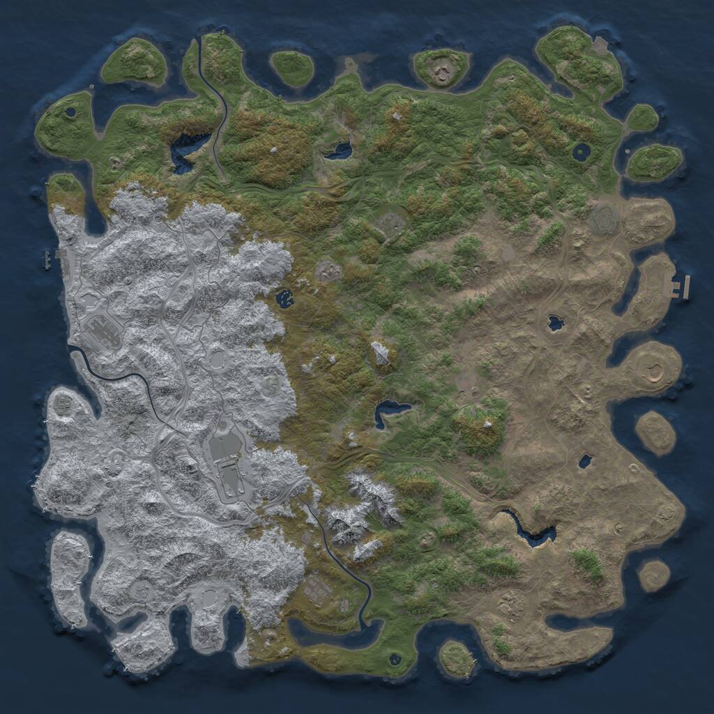 Rust Map: Procedural Map, Size: 6000, Seed: 666326, 17 Monuments