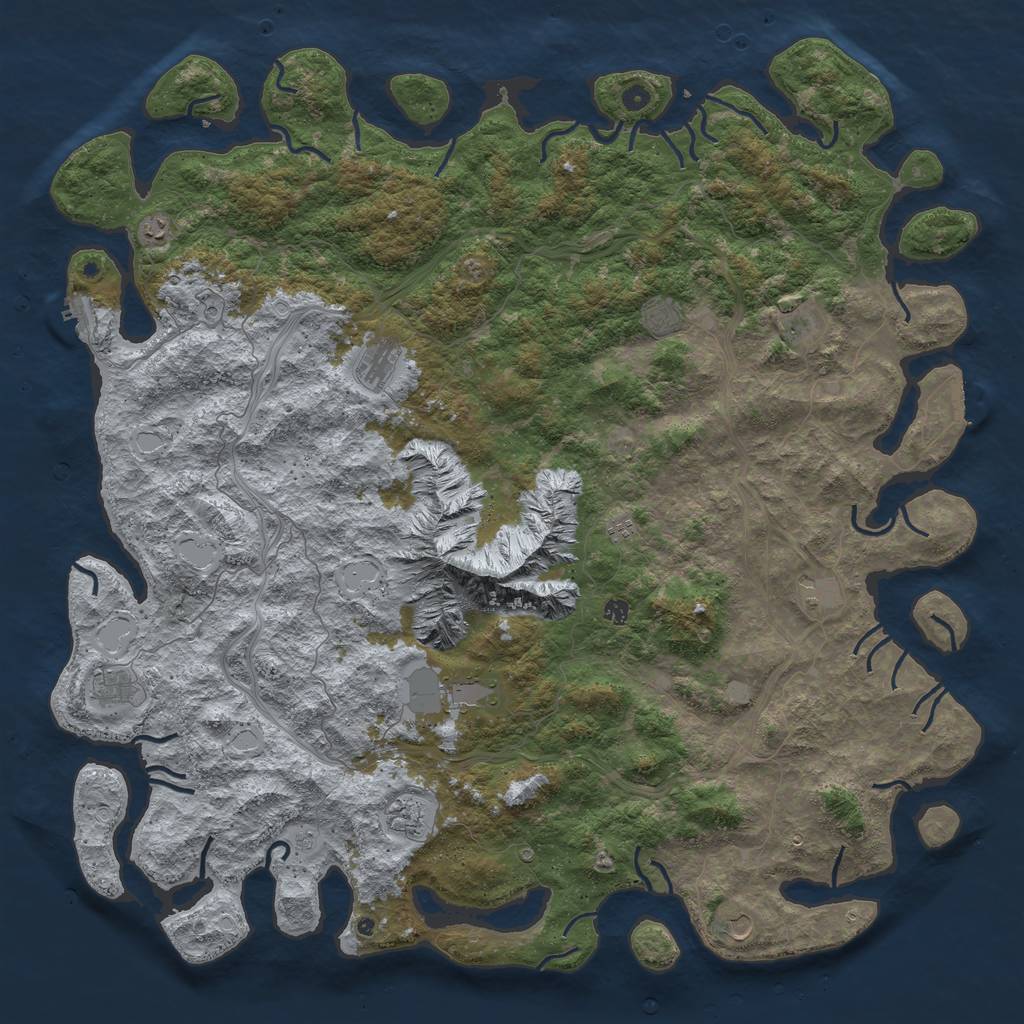 Rust Map: Procedural Map, Size: 6000, Seed: 666326, 20 Monuments