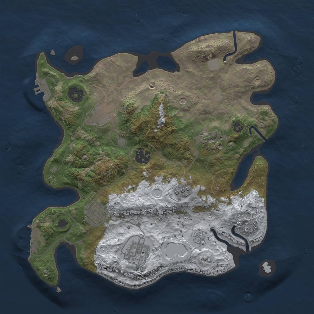 Rust Map: Procedural Map, Size: 3000, Seed: 744363850, 15 Monuments