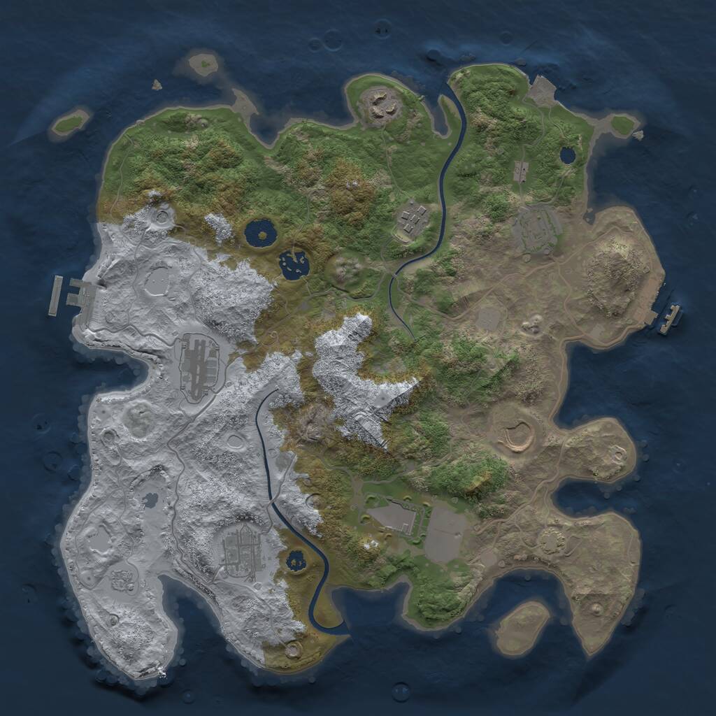 Rust Map: Procedural Map, Size: 3550, Seed: 666349, 14 Monuments