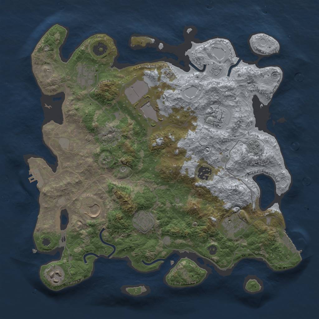 Rust Map: Procedural Map, Size: 3500, Seed: 1697342315, 18 Monuments