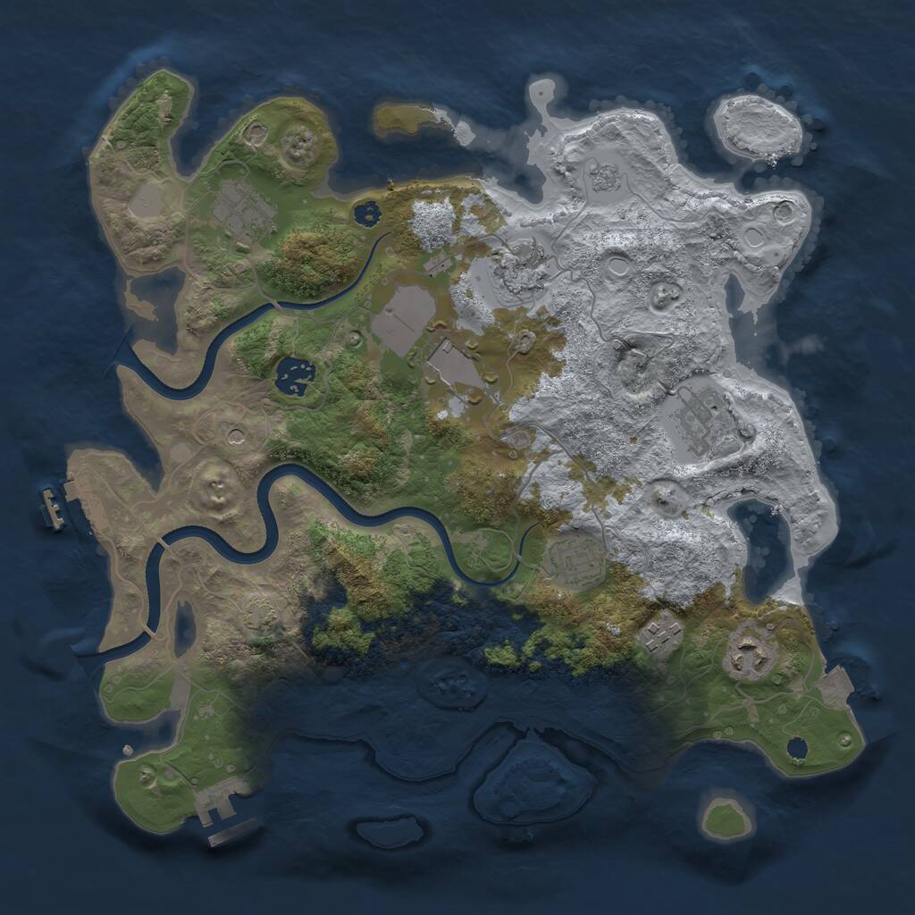 Rust Map: Procedural Map, Size: 3500, Seed: 1697342315, 14 Monuments