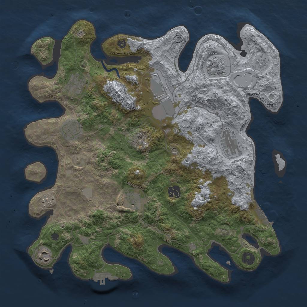 Rust Map: Procedural Map, Size: 3550, Seed: 421522, 18 Monuments