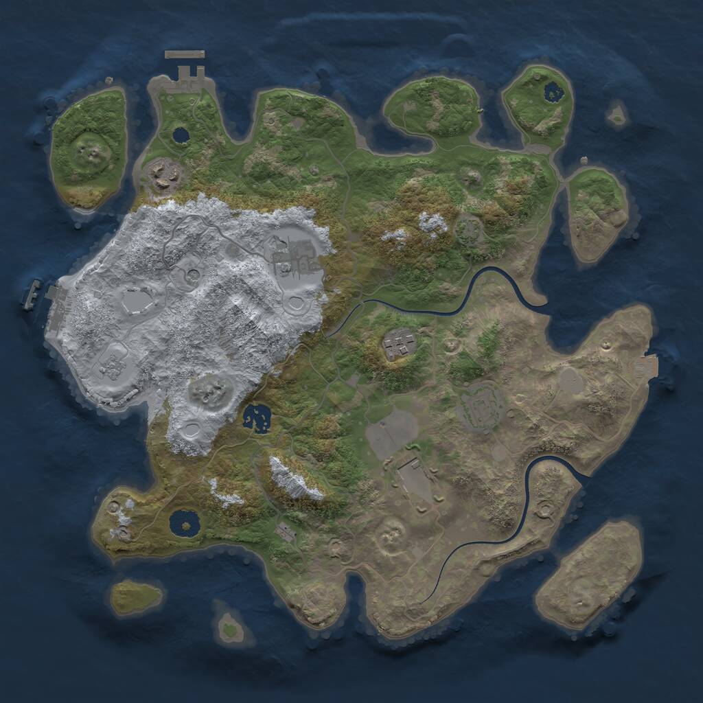 Rust Map: Procedural Map, Size: 3550, Seed: 164374, 12 Monuments