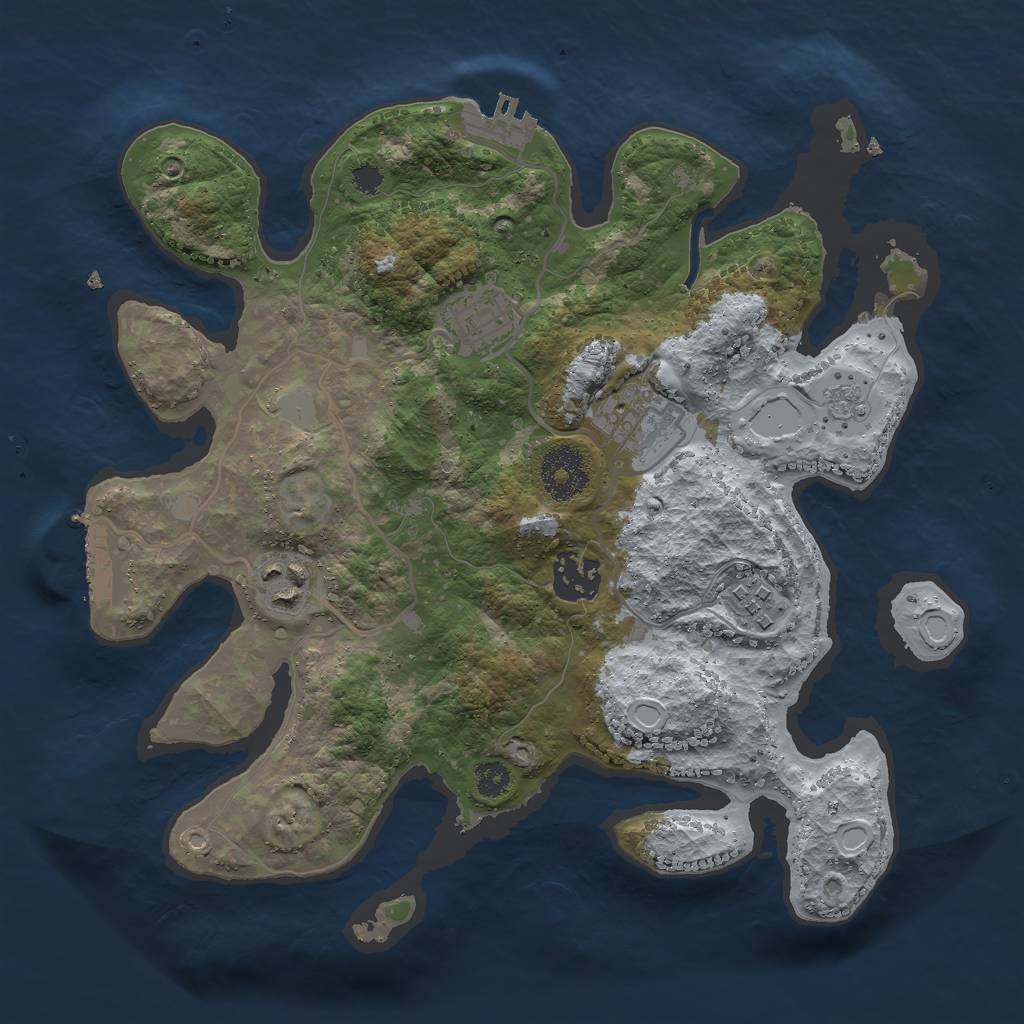 Rust Map: Procedural Map, Size: 3000, Seed: 891020, 11 Monuments