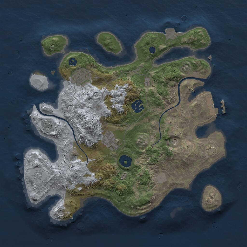 Rust Map: Procedural Map, Size: 3000, Seed: 1631739410, 9 Monuments
