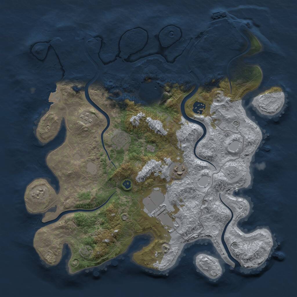 Rust Map: Procedural Map, Size: 3550, Seed: 201965, 12 Monuments