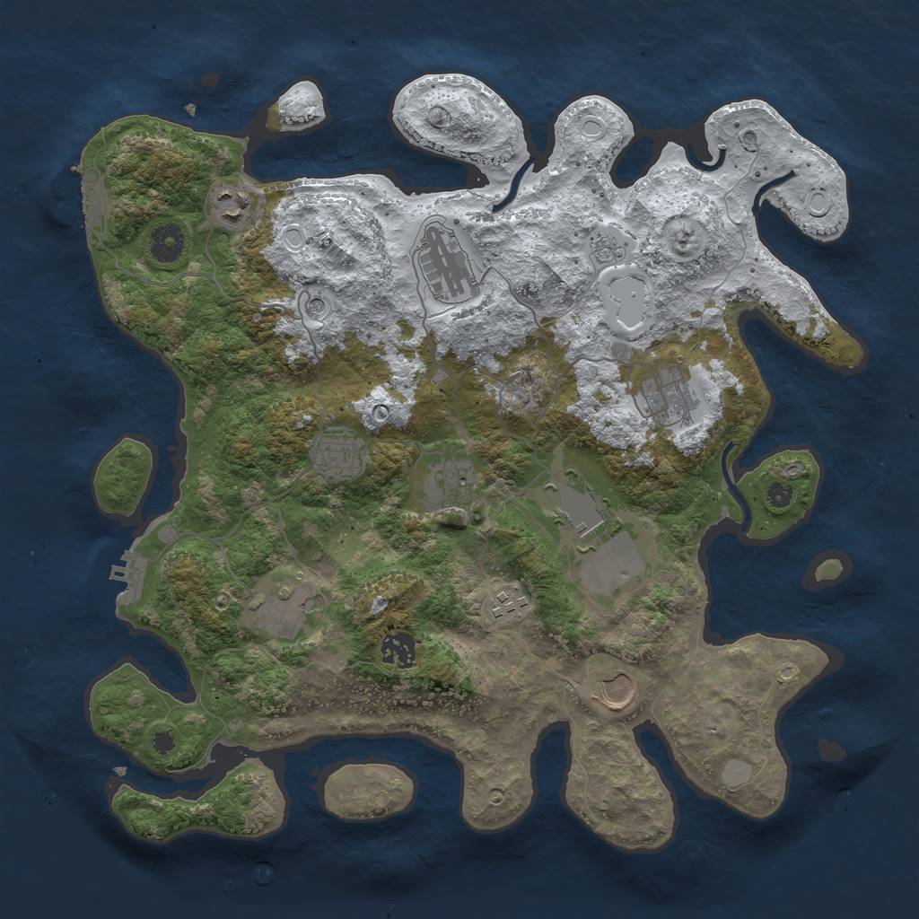 Rust Map: Procedural Map, Size: 3750, Seed: 265161640, 19 Monuments