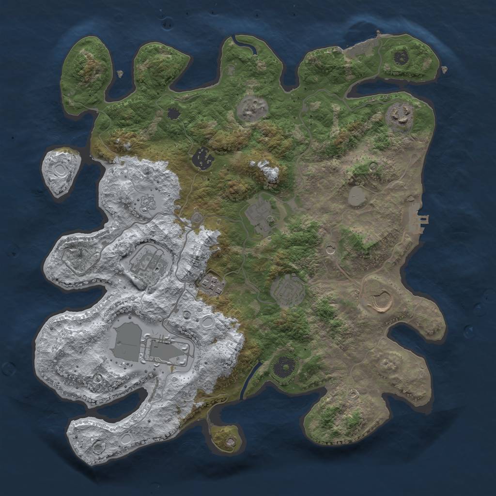 Rust Map: Procedural Map, Size: 3500, Seed: 188487825, 17 Monuments