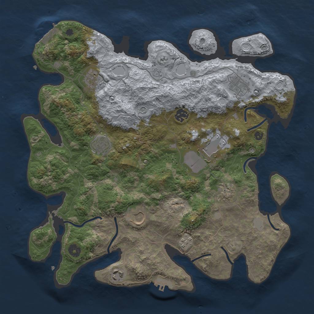 Rust Map: Procedural Map, Size: 3700, Seed: 97455968, 18 Monuments