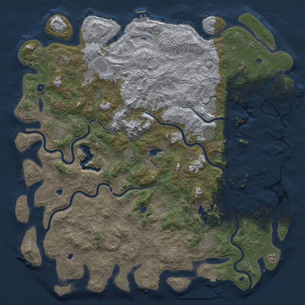 Rust Map: Procedural Map, Size: 6000, Seed: 1354674, 17 Monuments