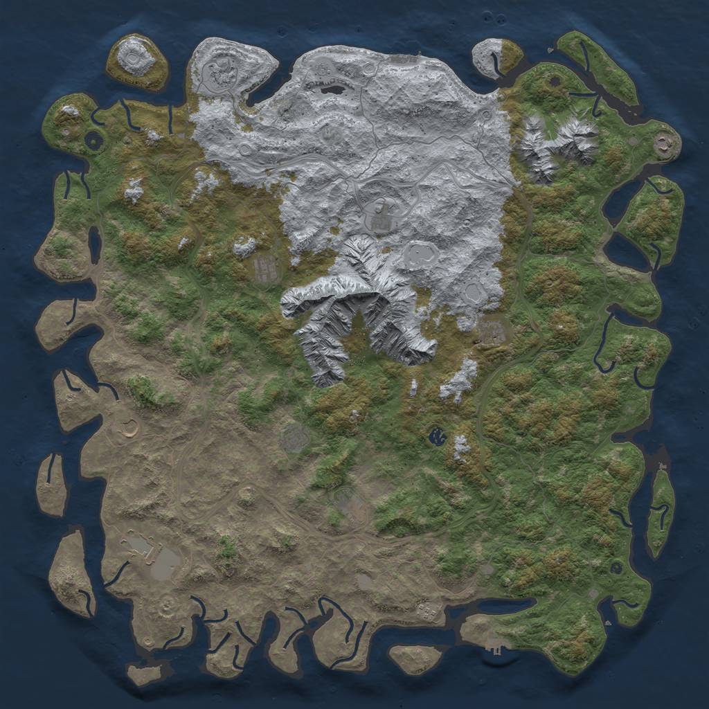 Rust Map: Procedural Map, Size: 6000, Seed: 1354674, 20 Monuments