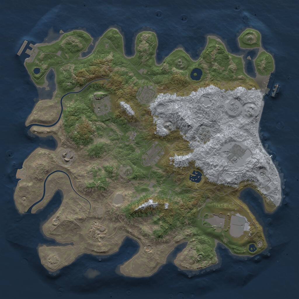 Rust Map: Procedural Map, Size: 3700, Seed: 792269966, 15 Monuments