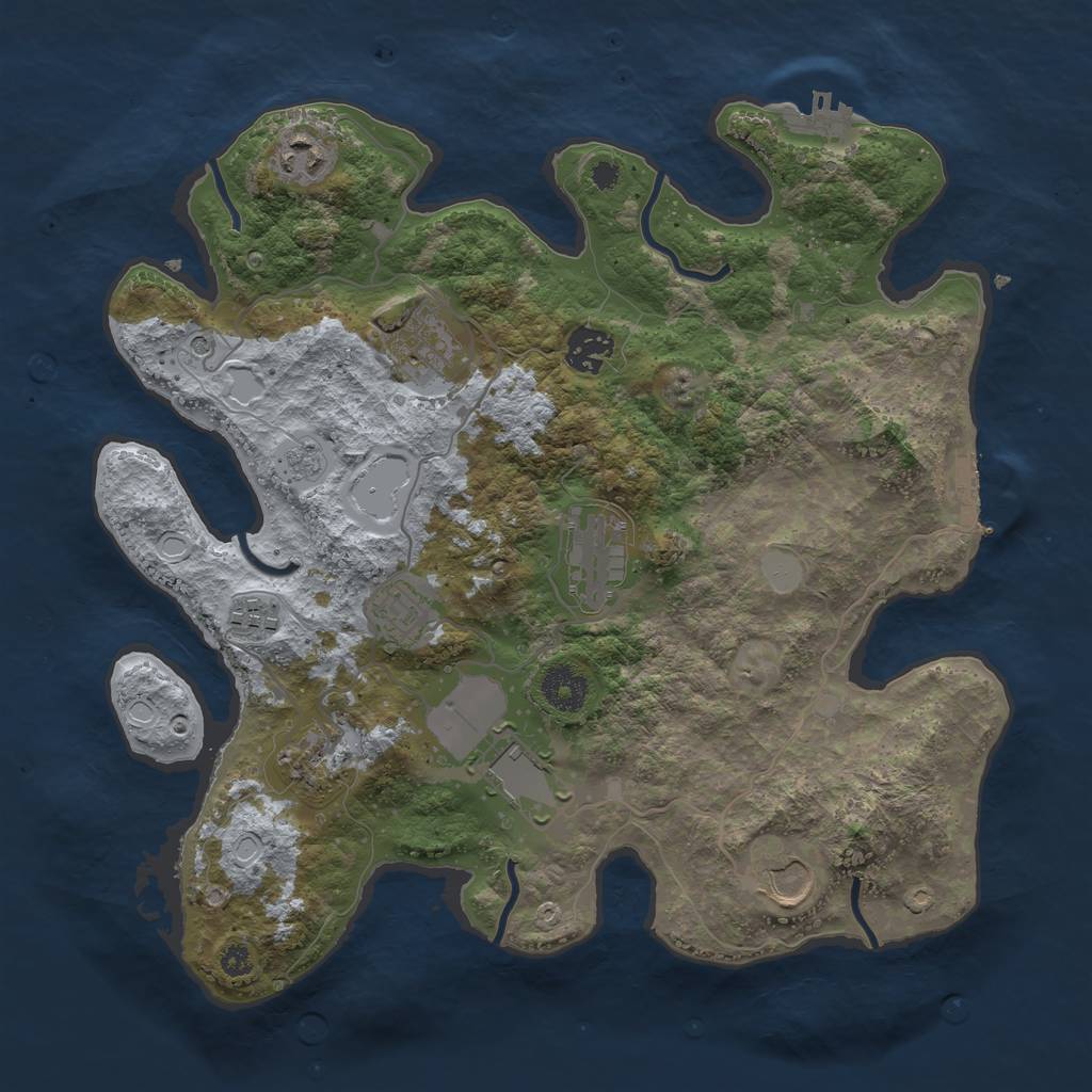Rust Map: Procedural Map, Size: 3500, Seed: 311595749, 18 Monuments