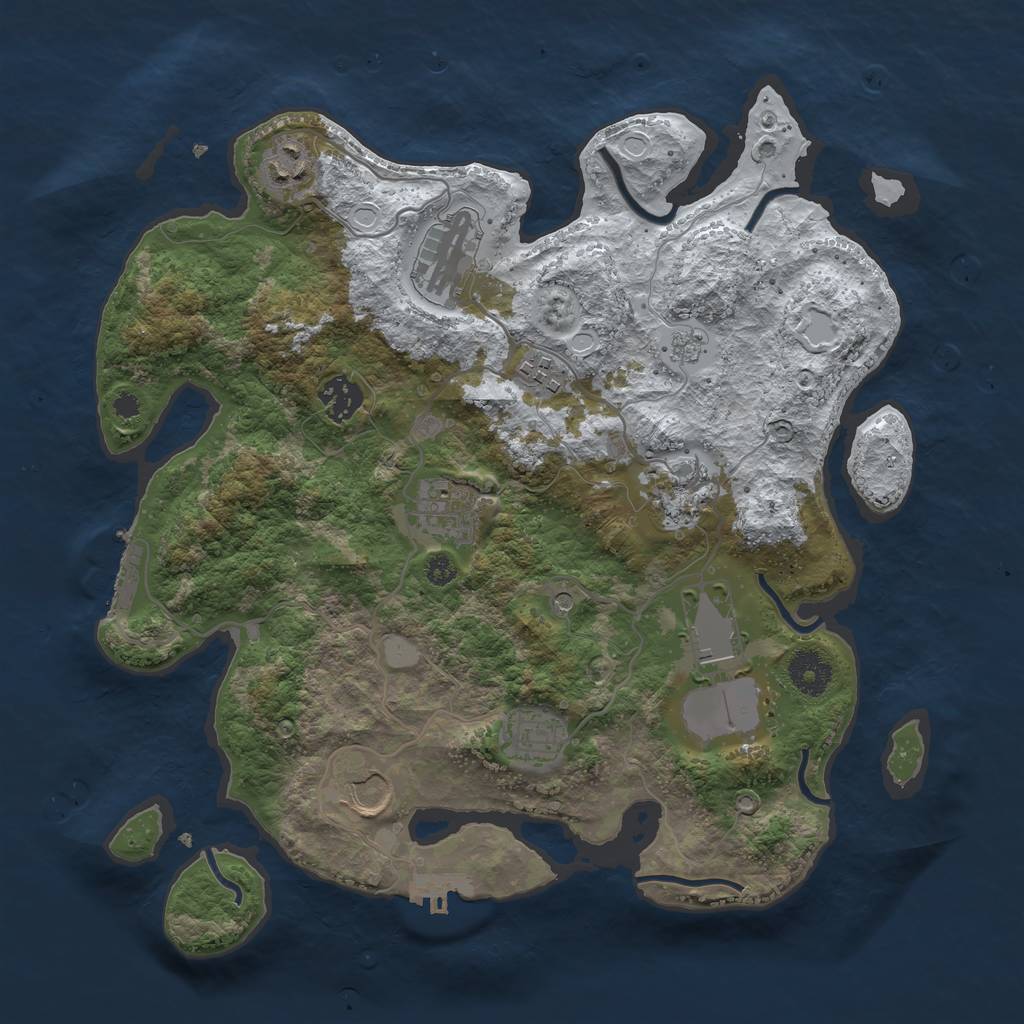 Rust Map: Procedural Map, Size: 3500, Seed: 203615999, 18 Monuments