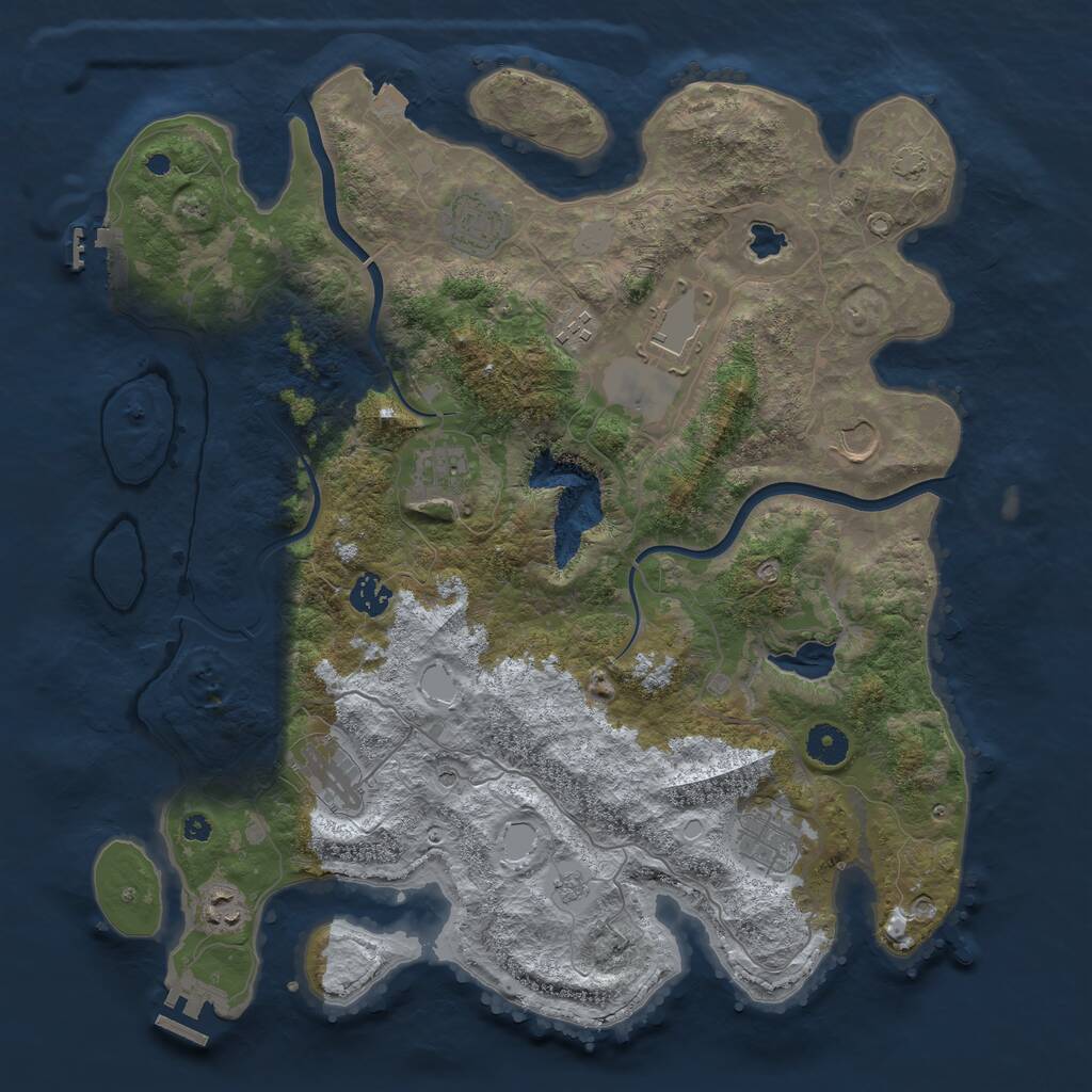 Rust Map: Procedural Map, Size: 4000, Seed: 1232, 15 Monuments