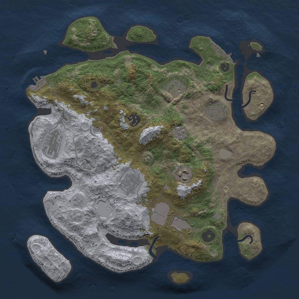 Rust Map: Procedural Map, Size: 3550, Seed: 301759, 17 Monuments