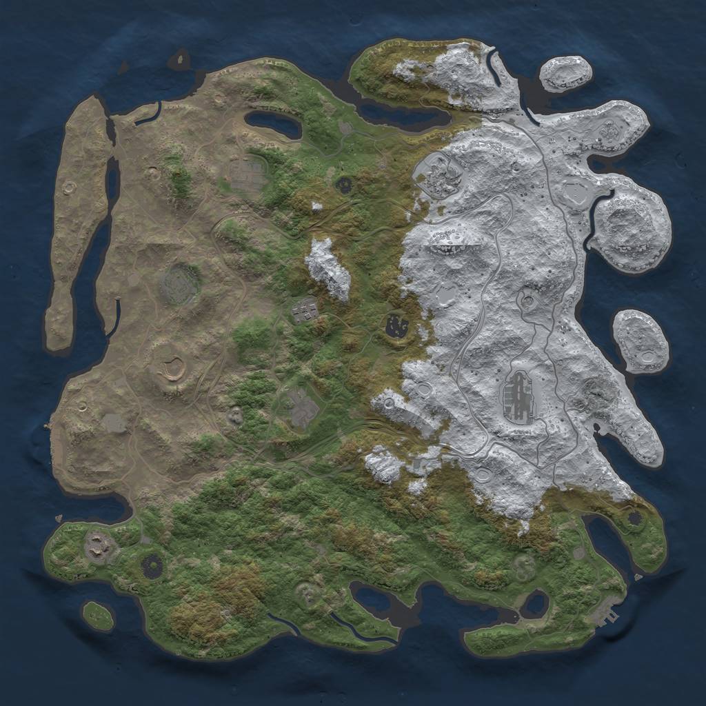 Rust Map: Procedural Map, Size: 4500, Seed: 654737, 18 Monuments