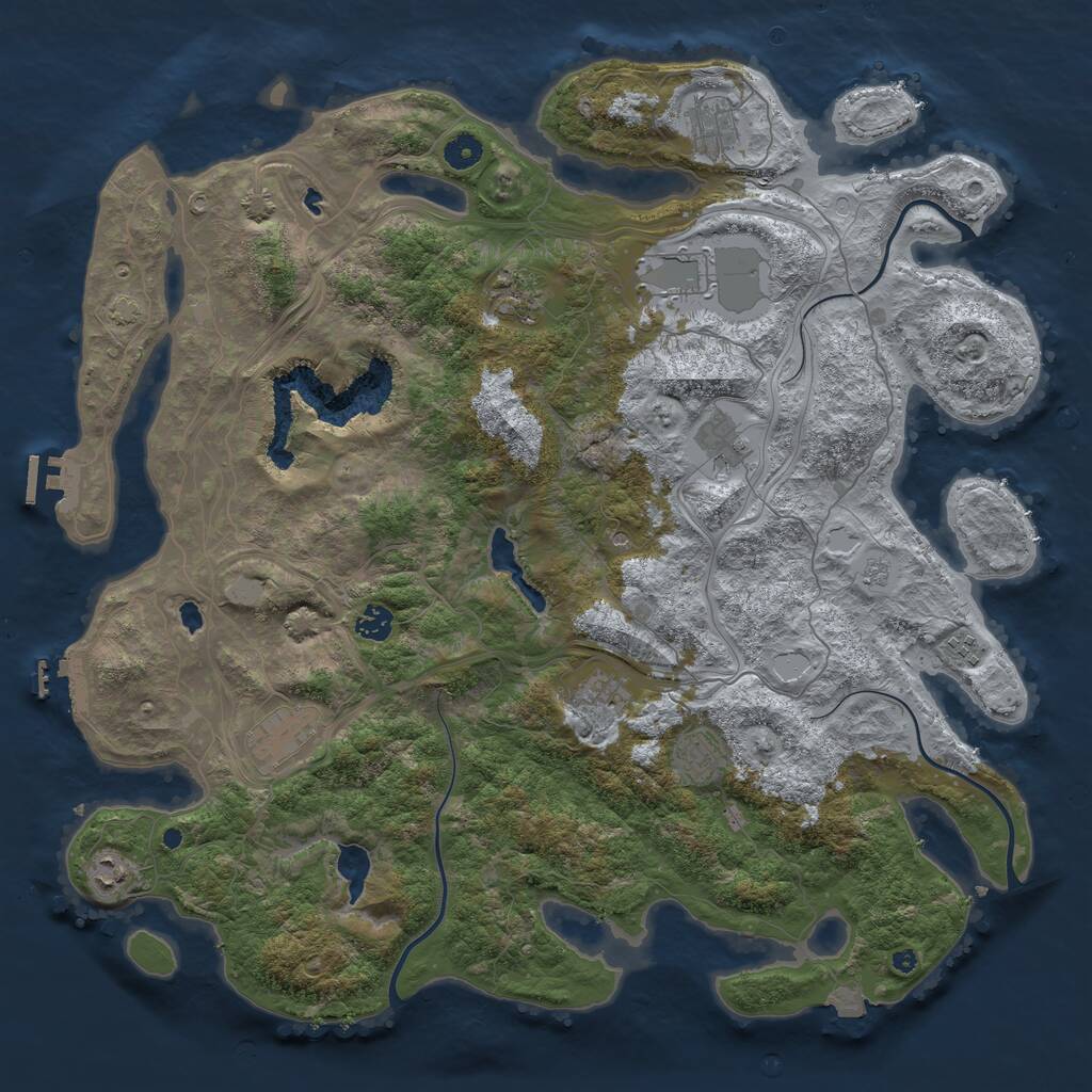 Rust Map: Procedural Map, Size: 4500, Seed: 654737, 16 Monuments