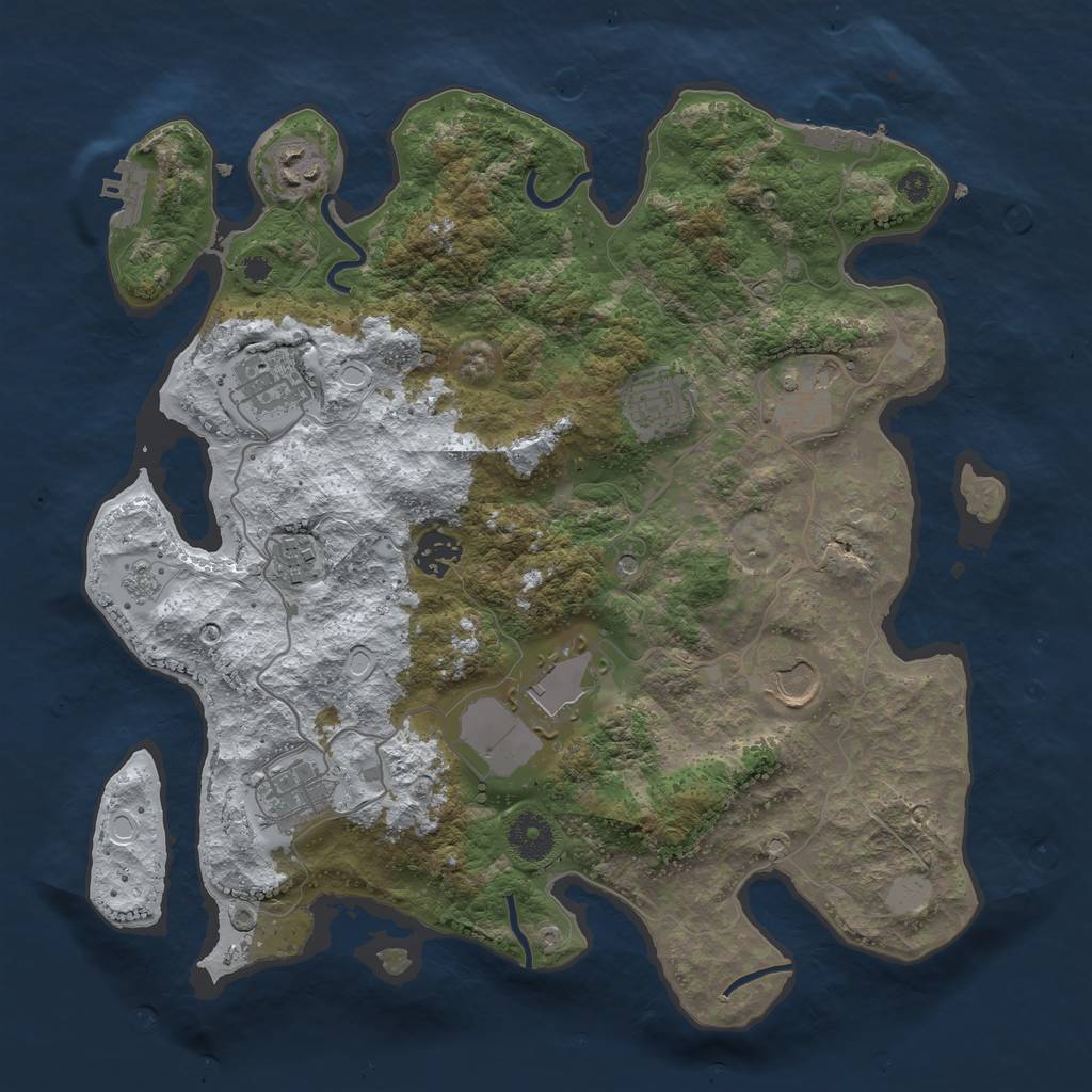 Rust Map: Procedural Map, Size: 3550, Seed: 825151, 18 Monuments