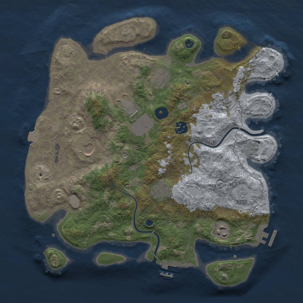 Rust Map: Procedural Map, Size: 3550, Seed: 355675, 14 Monuments