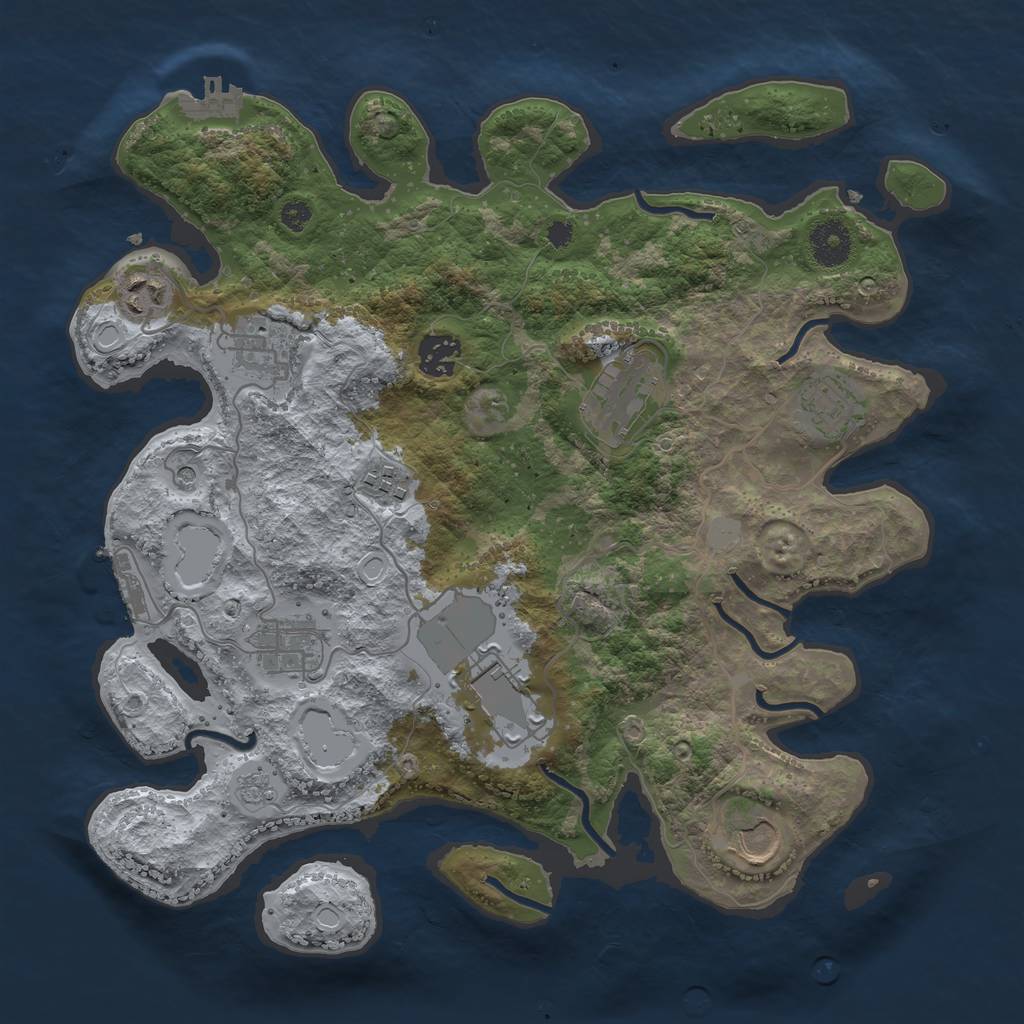 Rust Map: Procedural Map, Size: 3500, Seed: 55642003, 18 Monuments