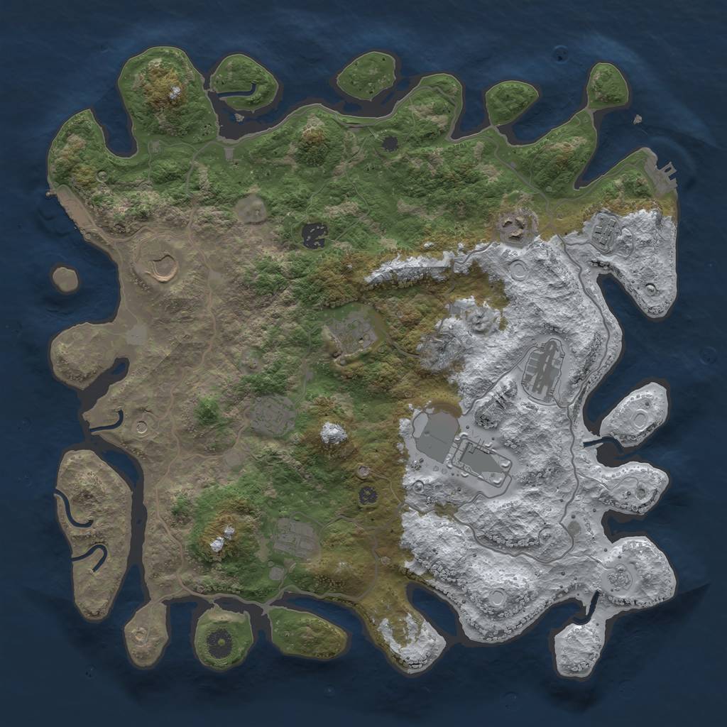 Rust Map: Procedural Map, Size: 4000, Seed: 13505345, 18 Monuments