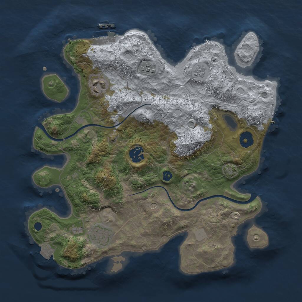 Rust Map: Procedural Map, Size: 3000, Seed: 2098653314, 9 Monuments
