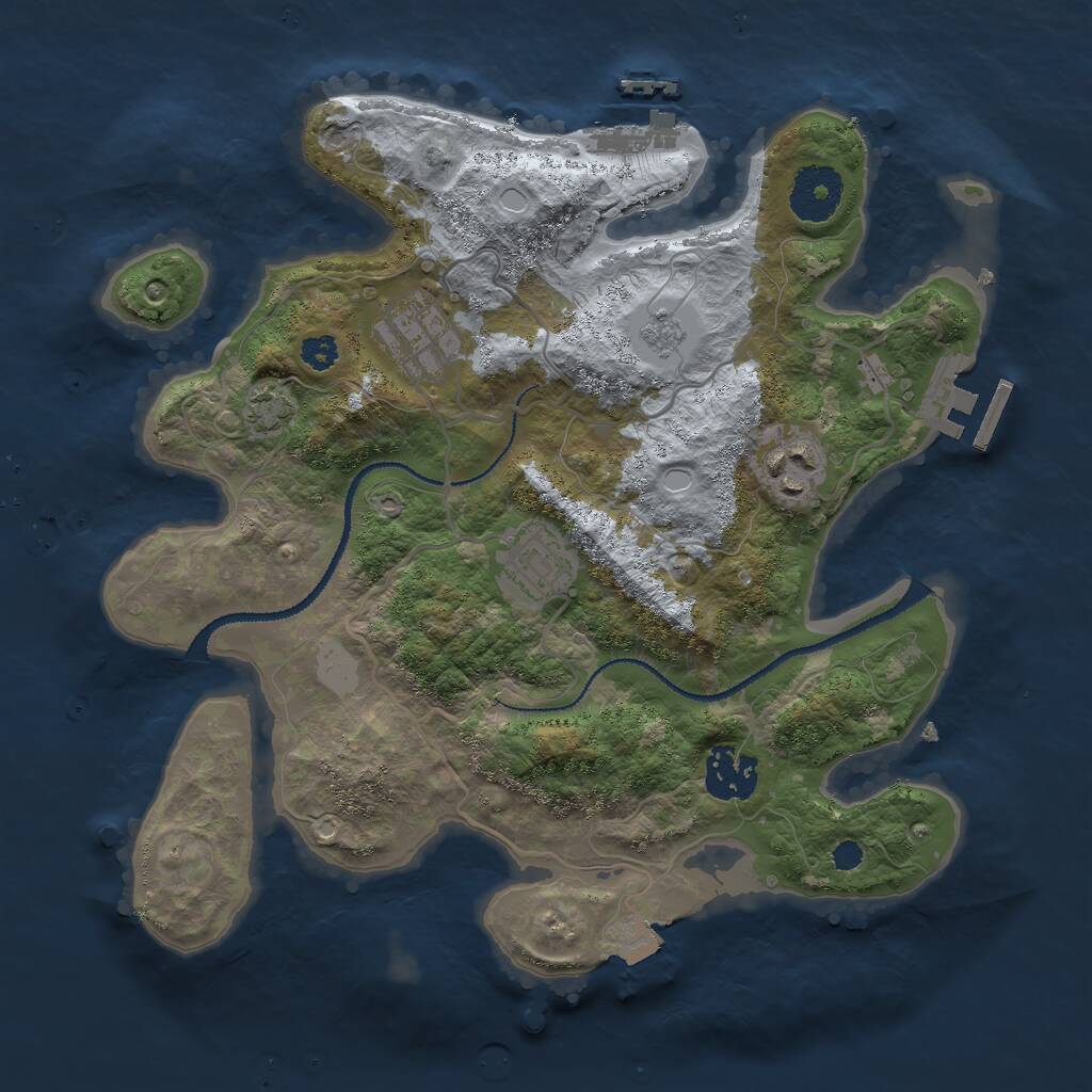 Rust Map: Procedural Map, Size: 3000, Seed: 25743, 9 Monuments