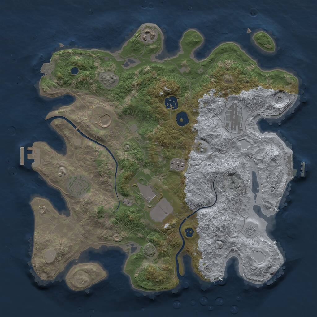 Rust Map: Procedural Map, Size: 3500, Seed: 535479567, 13 Monuments