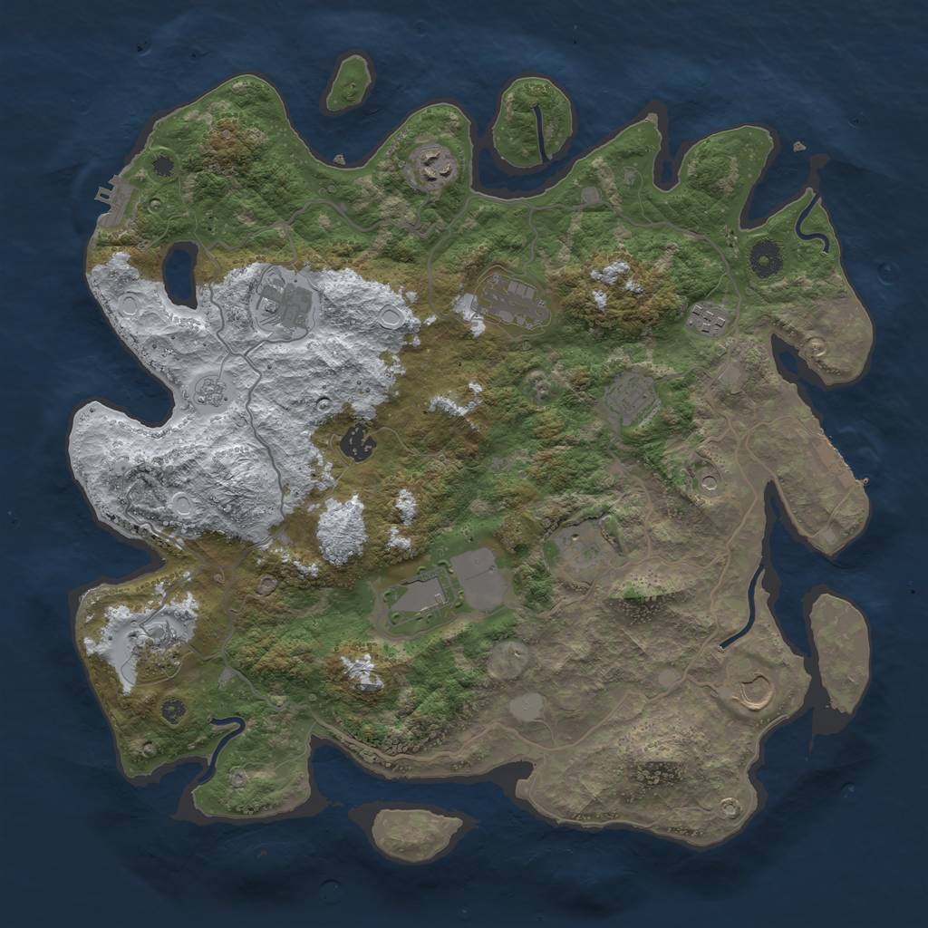 Rust Map: Procedural Map, Size: 4000, Seed: 1620445178, 19 Monuments