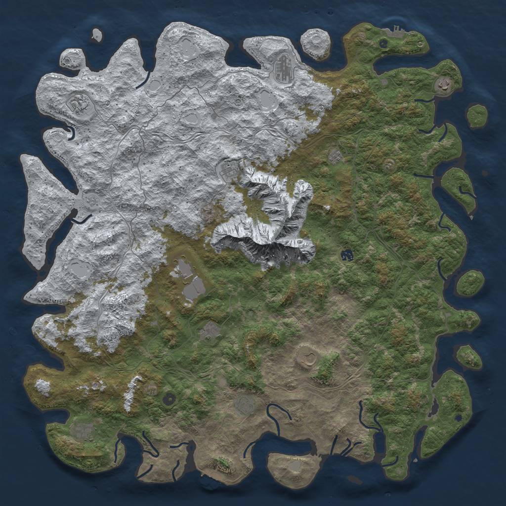Rust Map: Procedural Map, Size: 6000, Seed: 100239363, 20 Monuments