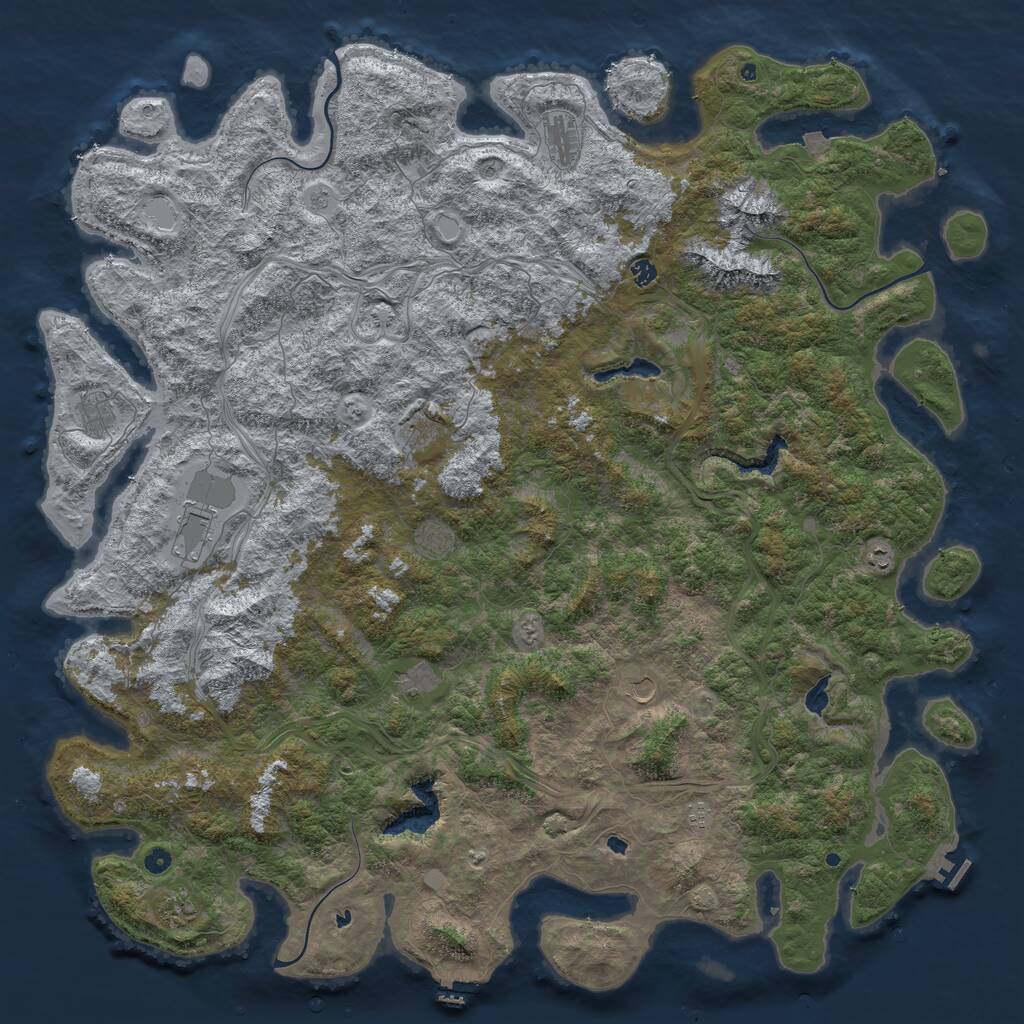 Rust Map: Procedural Map, Size: 6000, Seed: 100239363, 17 Monuments