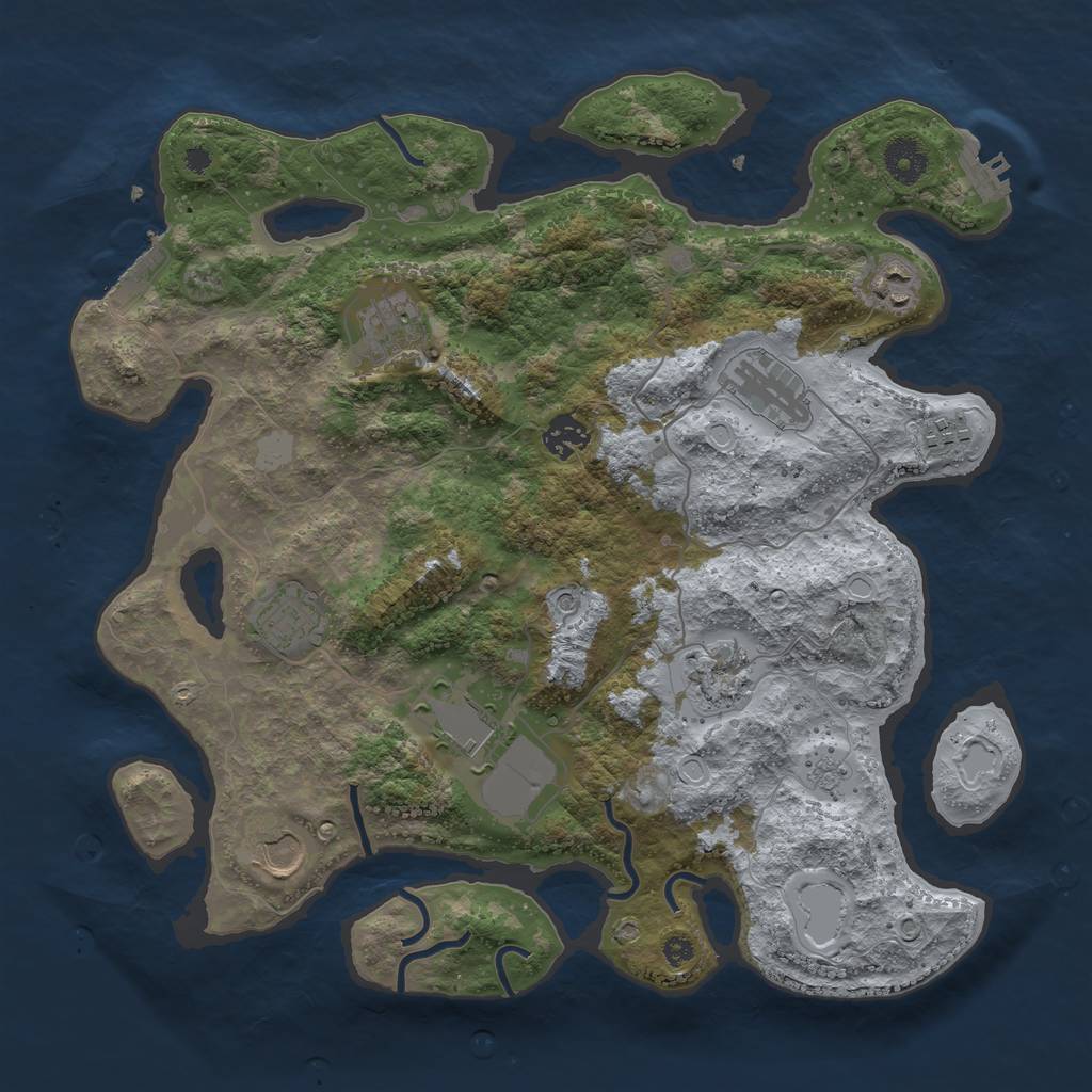 Rust Map: Procedural Map, Size: 3700, Seed: 1202418514, 18 Monuments