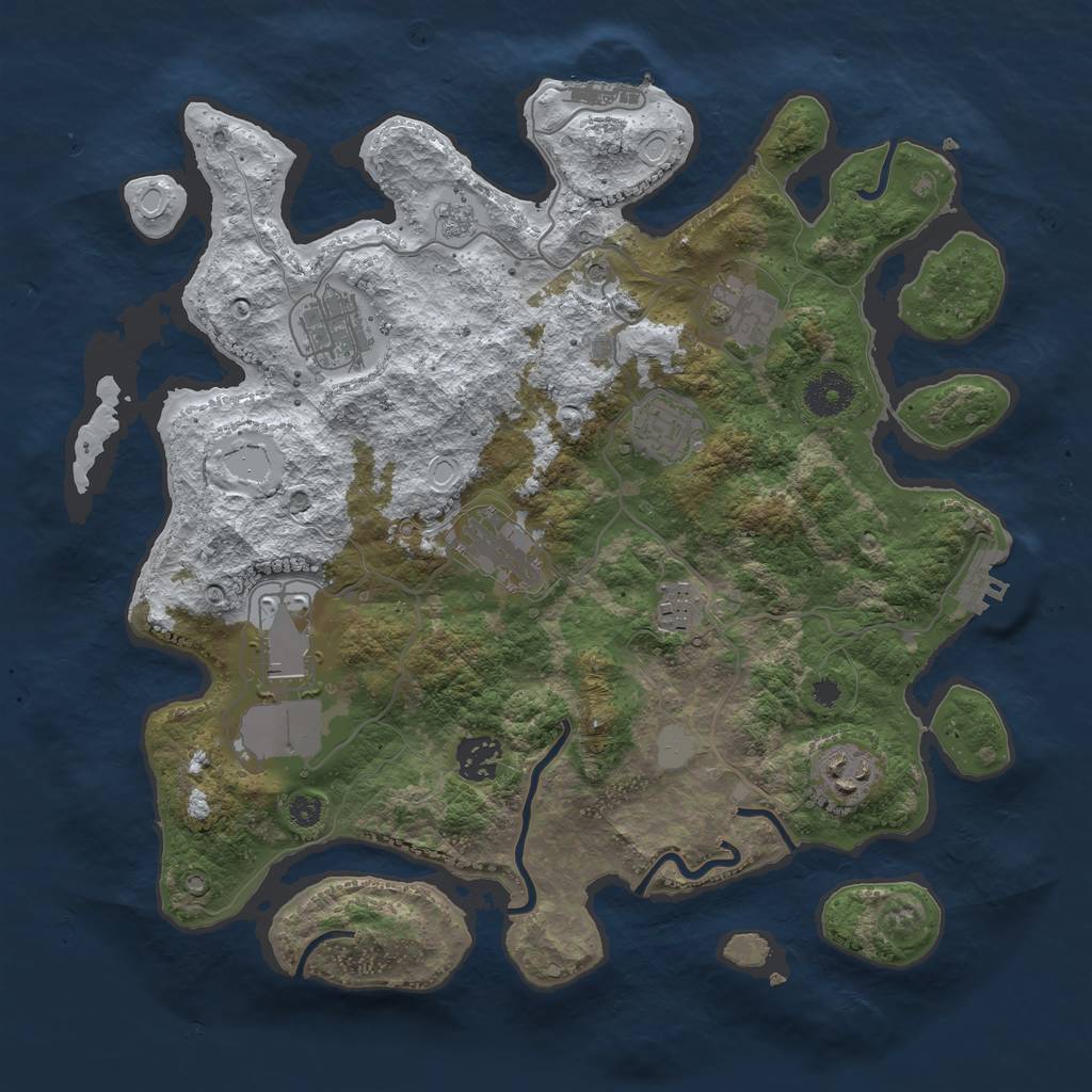 Rust Map: Procedural Map, Size: 3500, Seed: 455236, 17 Monuments