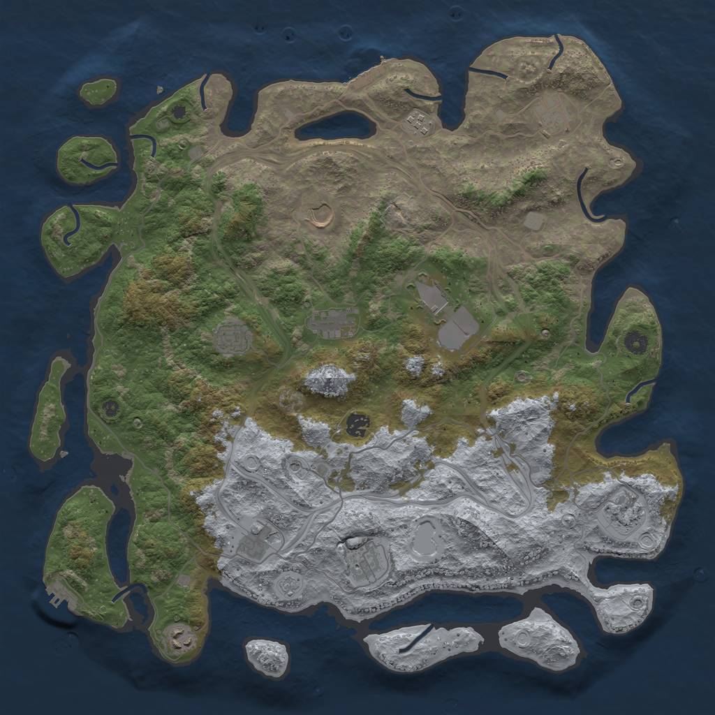 Rust Map: Procedural Map, Size: 4500, Seed: 419552419, 20 Monuments