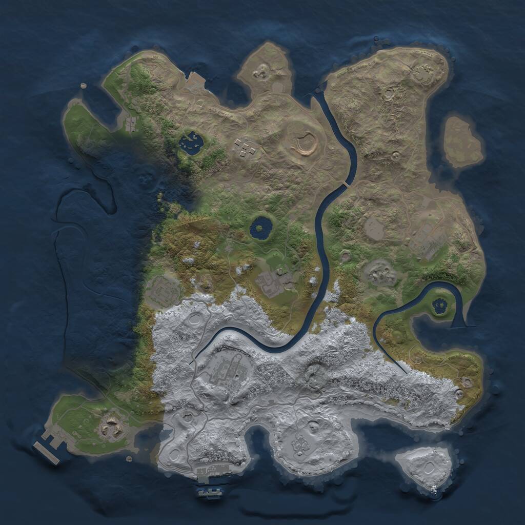Rust Map: Procedural Map, Size: 3500, Seed: 1501168366, 14 Monuments