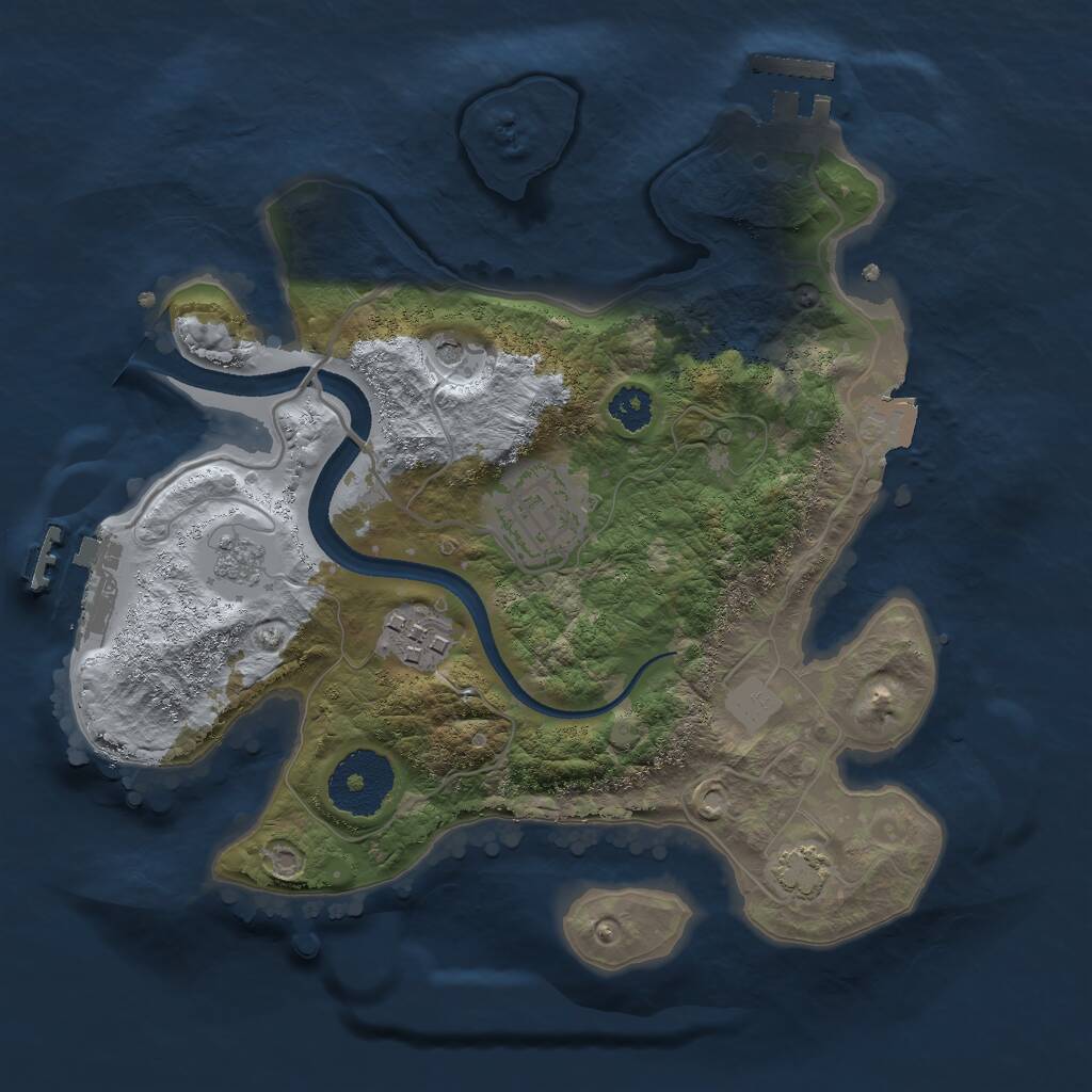 Rust Map: Procedural Map, Size: 2550, Seed: 98075, 8 Monuments