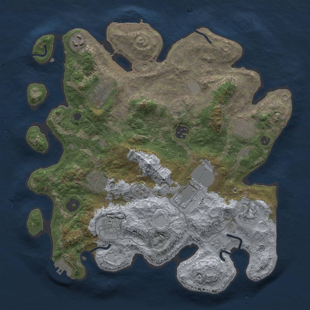 Rust Map: Procedural Map, Size: 3500, Seed: 1616760203, 16 Monuments