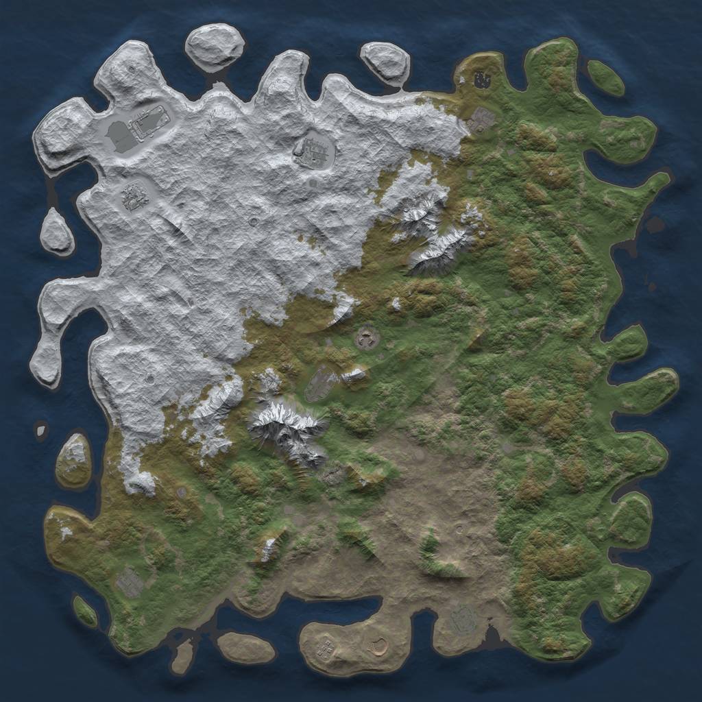 Rust Map: Barren, Size: 6000, Seed: 107490518, 14 Monuments