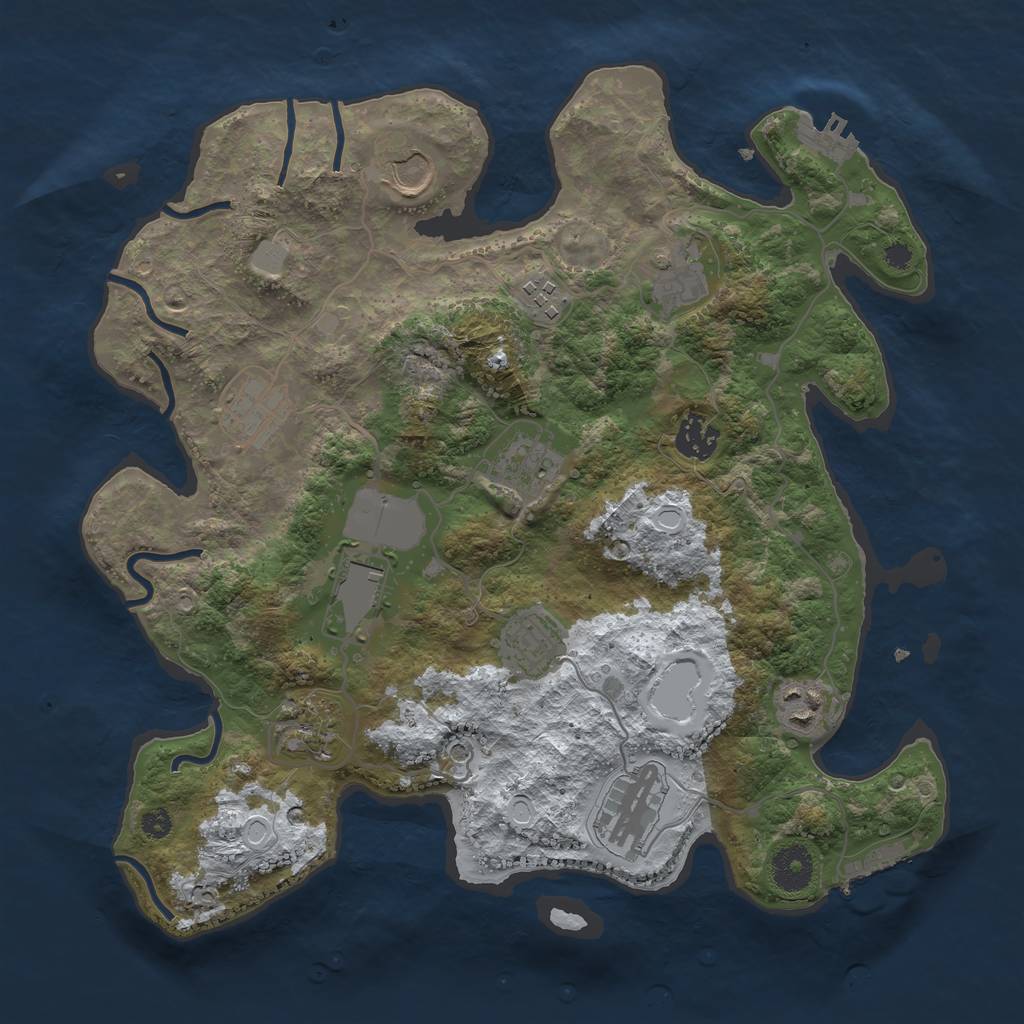 Rust Map: Procedural Map, Size: 3500, Seed: 1818857852, 19 Monuments