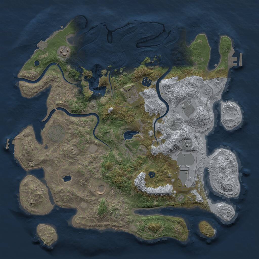Rust Map: Procedural Map, Size: 4000, Seed: 1313701154, 14 Monuments