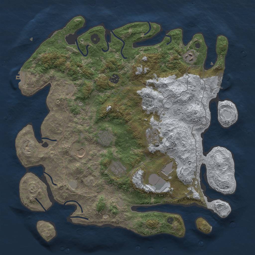 Rust Map: Procedural Map, Size: 4000, Seed: 1313701154, 17 Monuments