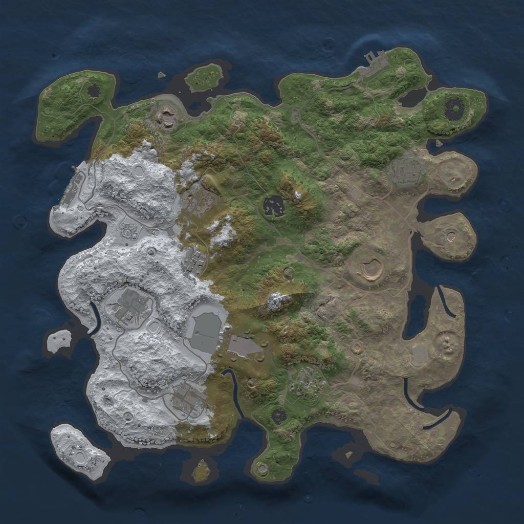 Rust Map: Procedural Map, Size: 3550, Seed: 457861, 19 Monuments