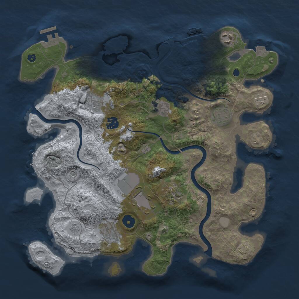 Rust Map: Procedural Map, Size: 3550, Seed: 457861, 15 Monuments